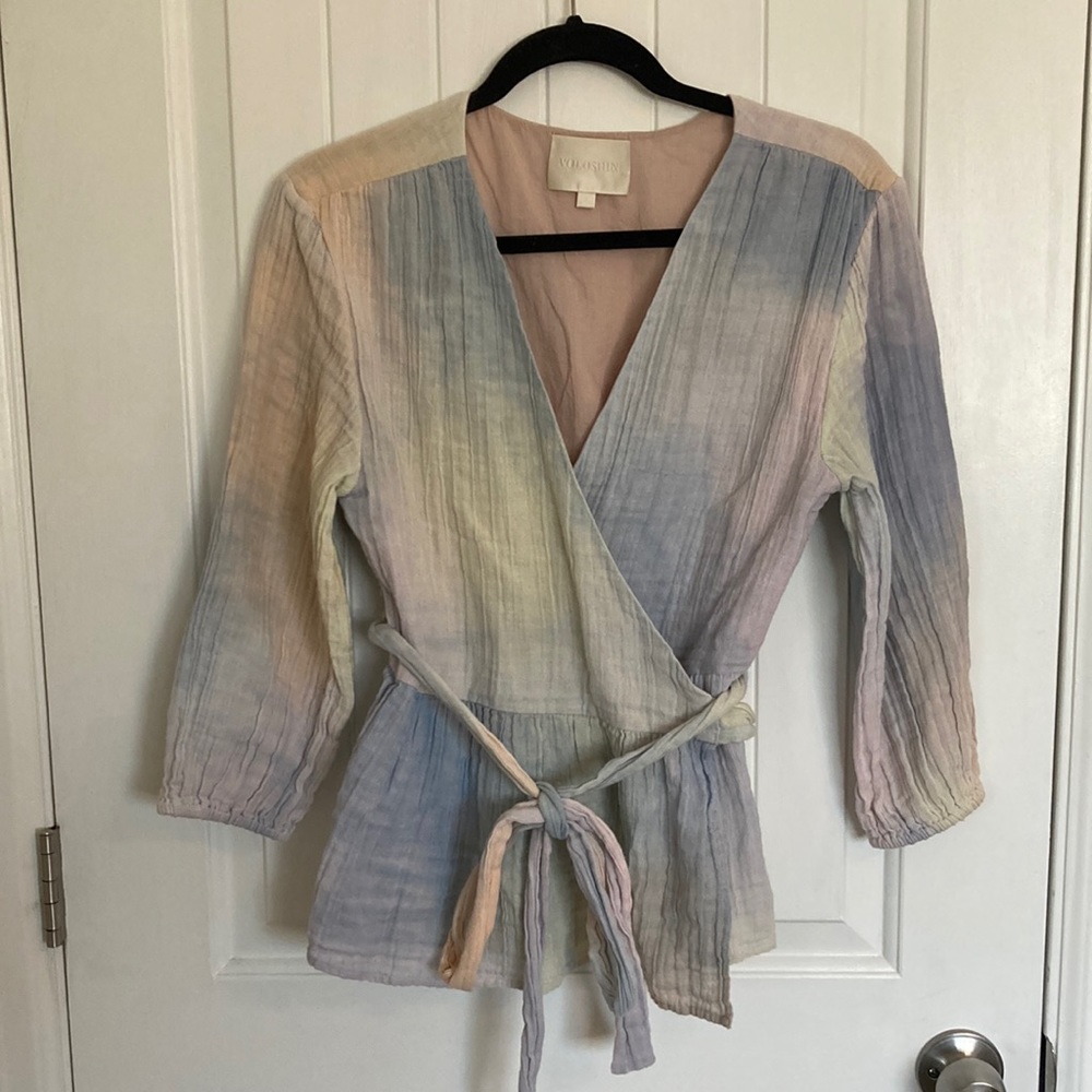 Voloshin Tie Dye Wrap Around Shirt 3/4 Sleeves